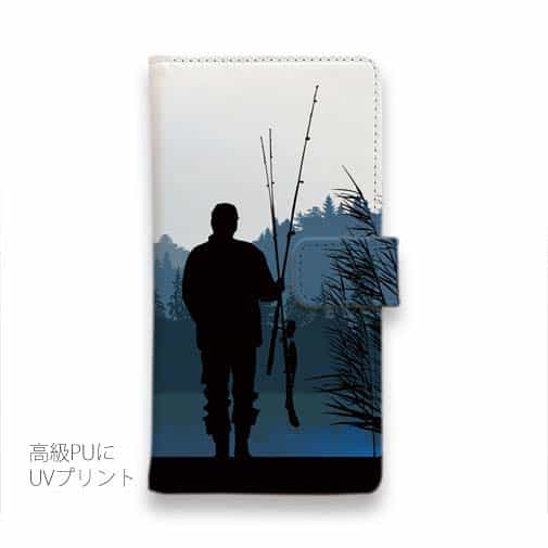 【手帳型】朝の釣り人の影