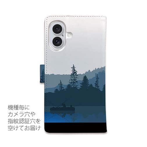 【手帳型】朝の釣り人の影