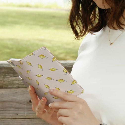 【手帳型】ルアーのシームレスパターン　イエロー