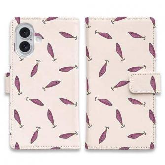 【手帳型】ルアーのシームレスパターン　パープル