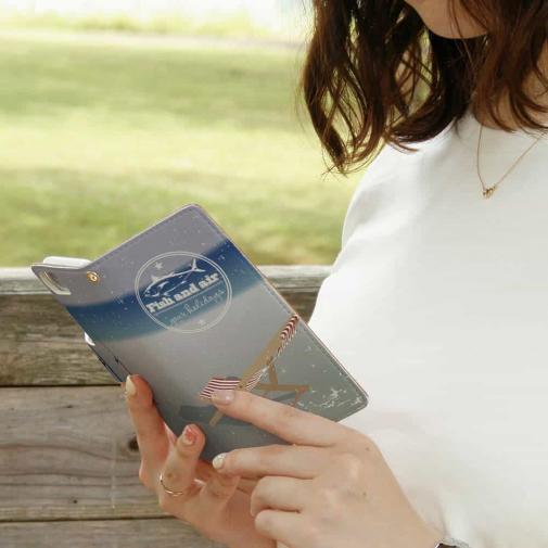 【手帳型】Fish and air　夏の浜辺