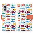 【手帳型】可愛い魚のシームレスパターン