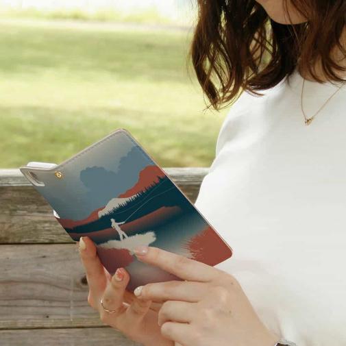 【手帳型】川岸のフライフィッシャー　チャコール