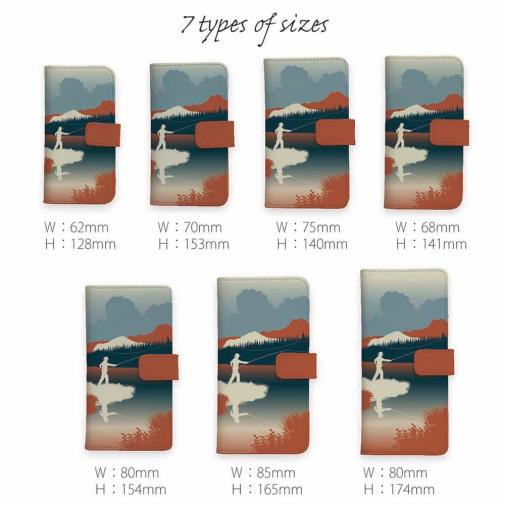 【手帳型】川岸のフライフィッシャー　チャコール