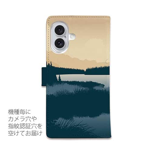 【手帳型】川岸のフライフィッシャー　ブルー