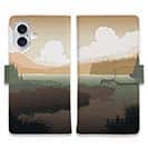 【手帳型】川岸の鹿　チャコール