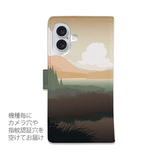 【手帳型】川岸の鹿　チャコール