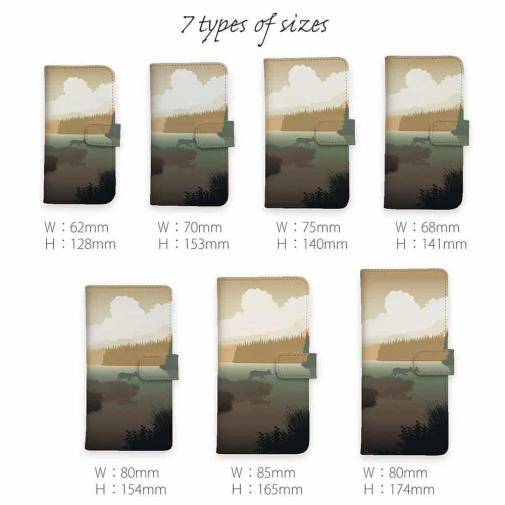 【手帳型】川岸の鹿　チャコール