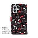 【手帳型】リールと魚とジグヘッドとワーム　シームレスパターン