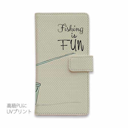 【手帳型】レトロな可愛い男の子と釣り