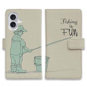 【手帳型】レトロな可愛い男の子と釣り