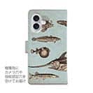 【手帳型】ビンテージな魚図鑑　ブルー