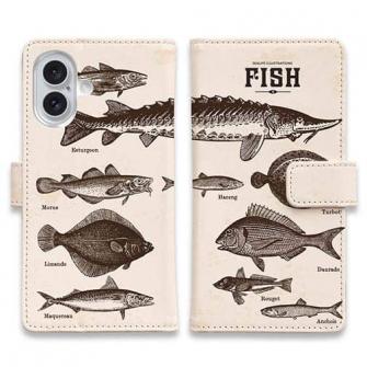 【手帳型】ビンテージな魚図鑑　レモン