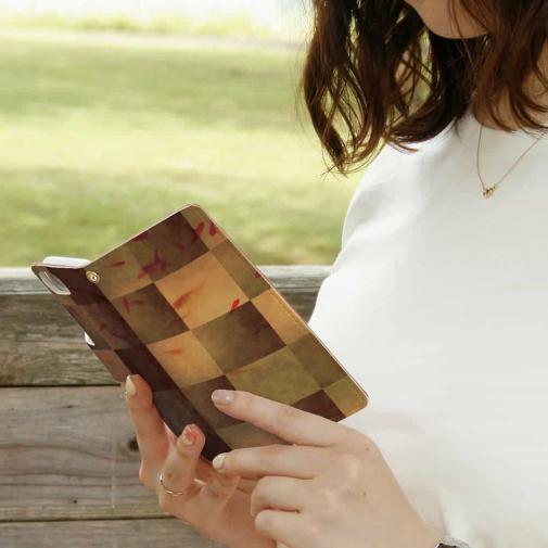 【手帳型】金魚と屏風柄