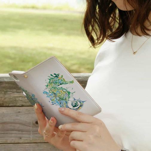 【手帳型】トロピカルなタツノオトシゴ