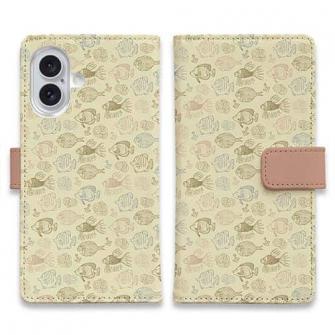 【手帳型】可愛い魚手書き風　シームレスパターン