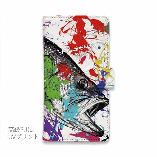 【手帳型】ブラックバス　ペンキペイント