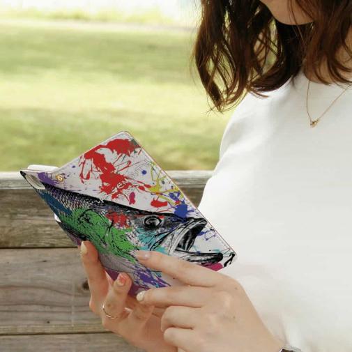 【手帳型】ブラックバス　ペンキペイント