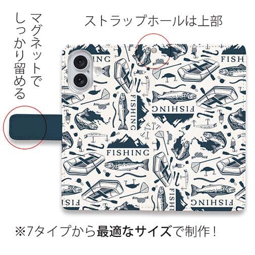 【手帳型】トラウトのシームレスパターン