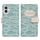 【手帳型】ビンテージ・フィッシュ　シームレスパターン