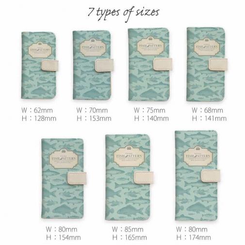 【手帳型】ビンテージ・フィッシュ　シームレスパターン