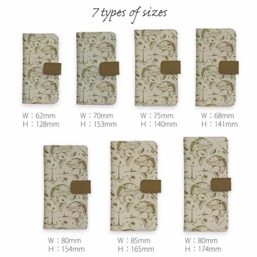 【手帳型】ビンテージ　フライフィッシング　シームレスパターン