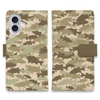 【手帳型】ブラックバス　迷彩大柄　ベージュカラー