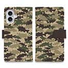 【手帳型】ブラックバス　迷彩大柄　ブラウンカラー