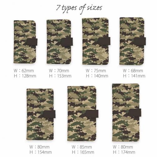 【手帳型】ブラックバス　迷彩大柄　ブラウンカラー