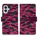 【手帳型】ブラックバス　迷彩大柄　レッドカラー