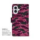 【手帳型】ブラックバス　迷彩大柄　レッドカラー