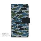 【手帳型】ブラックバス　迷彩大柄　ブルー