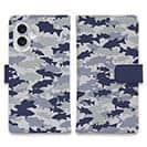 【手帳型】ブラックバス　迷彩大柄　ライトブルー