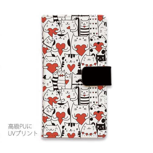 【手帳型】ハート猫