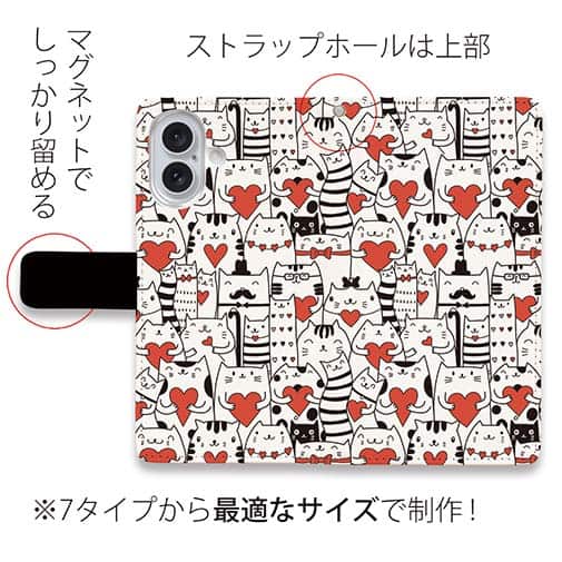 【手帳型】ハート猫