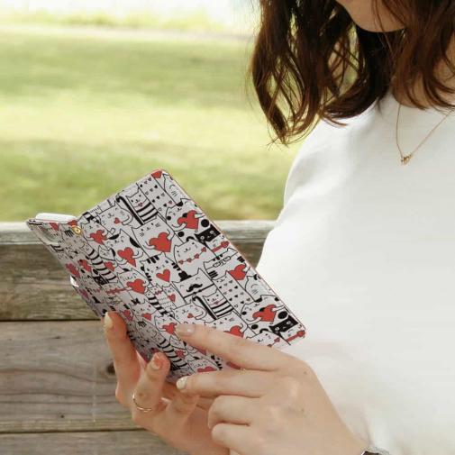 【手帳型】ハート猫