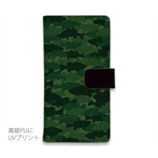 【手帳型】HEDGEHOG STUDIO　迷彩柄　ブラックバス　ウォーターメロン