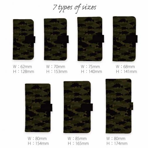 【手帳型】HEDGEHOG STUDIO　迷彩柄　ブラックバス　グリーンパンプキン