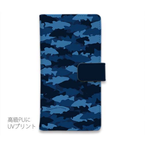 【手帳型】HEDGEHOG STUDIO　迷彩柄　ブラックバス　F-2