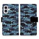 【手帳型】HEDGEHOG STUDIO　迷彩柄　ブラックバス　ナチュラルプロブルー