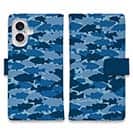 【手帳型】HEDGEHOG STUDIO　迷彩柄　ブラックバス　スカイブルー