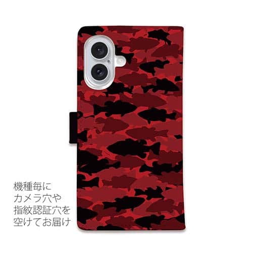 【手帳型】HEDGEHOG STUDIO　迷彩柄　ブラックバス　ピノノワール