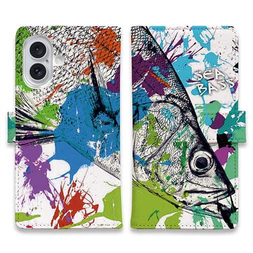 【手帳型】シーバス(ヒラスズキ) ペンキペイント