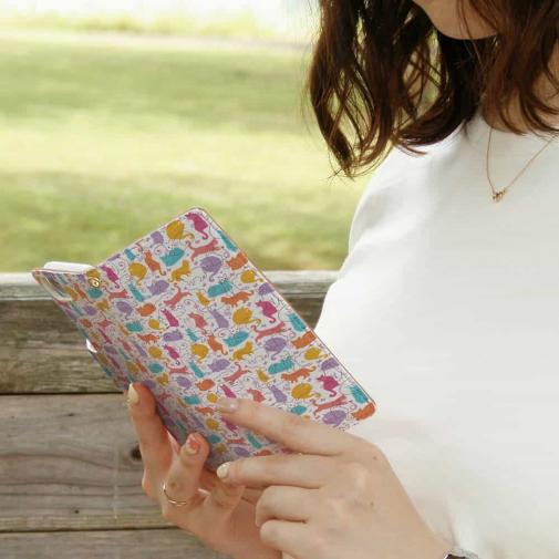 【手帳型】毛糸と猫のシームレスパターン　パート3