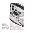 【手帳型】鰤(ブリ)　墨絵風　白