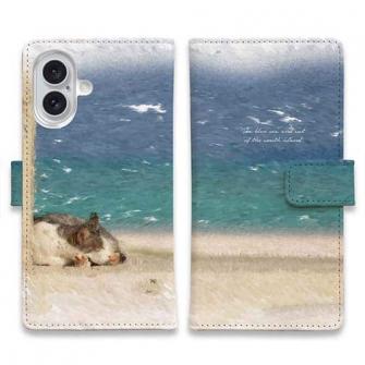 【手帳型】南の島の青い海と猫
