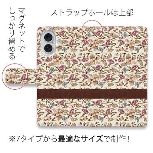 【手帳型】ビンテージな花柄