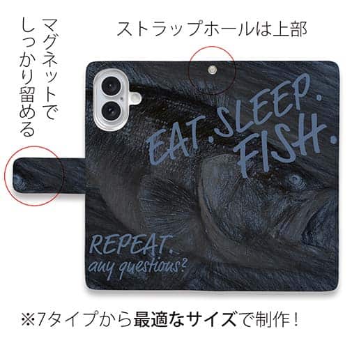 【手帳型】Eat.Sleep.Fish... black bass