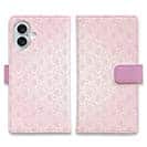 【手帳型】花のシームレスパターン　ピンク