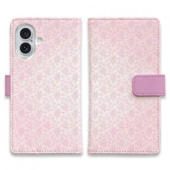 【手帳型】花のシームレスパターン　ピンク